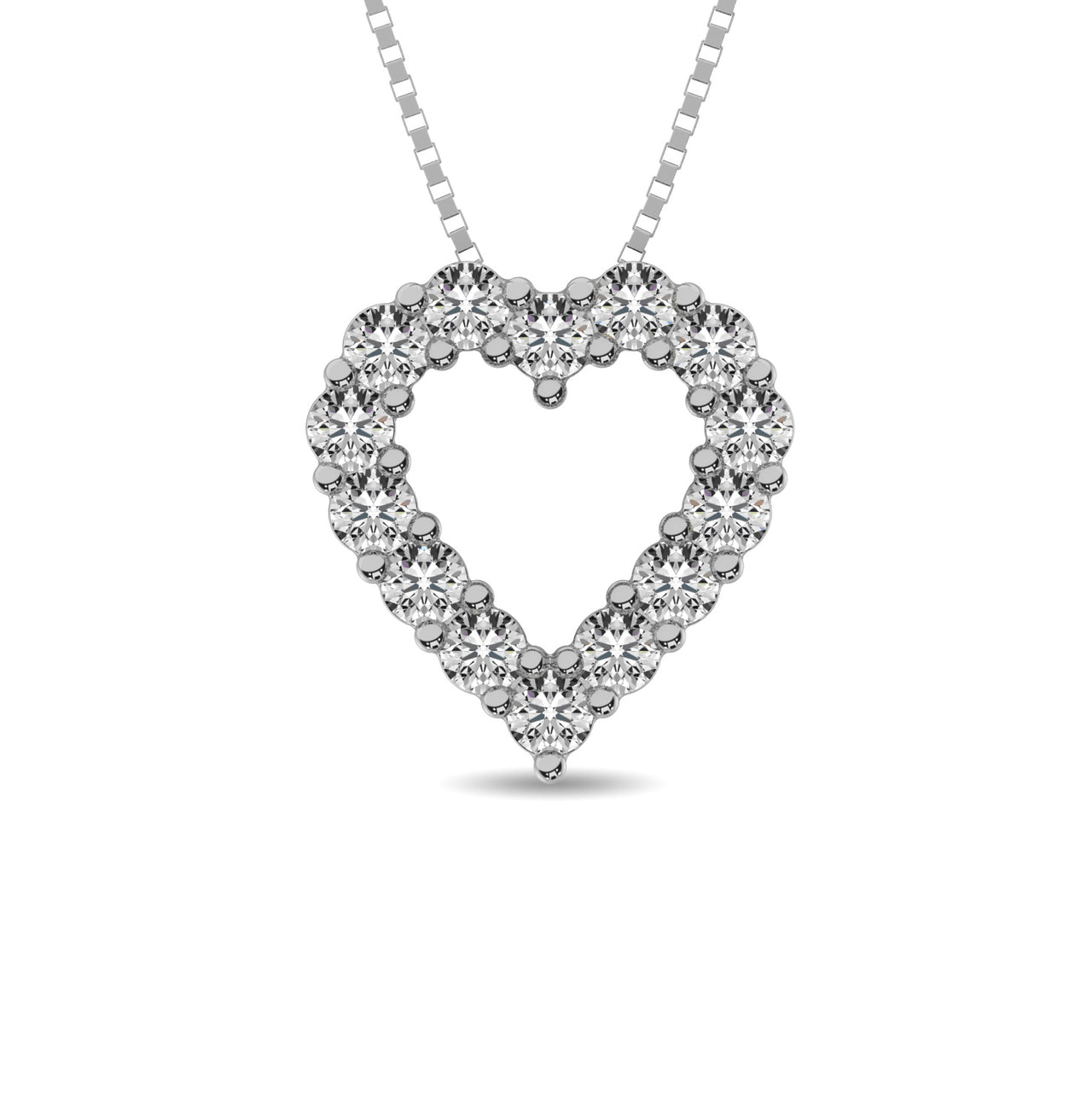 Diamond 1 Ct.Tw. Heart Pendant in 14K White Gold