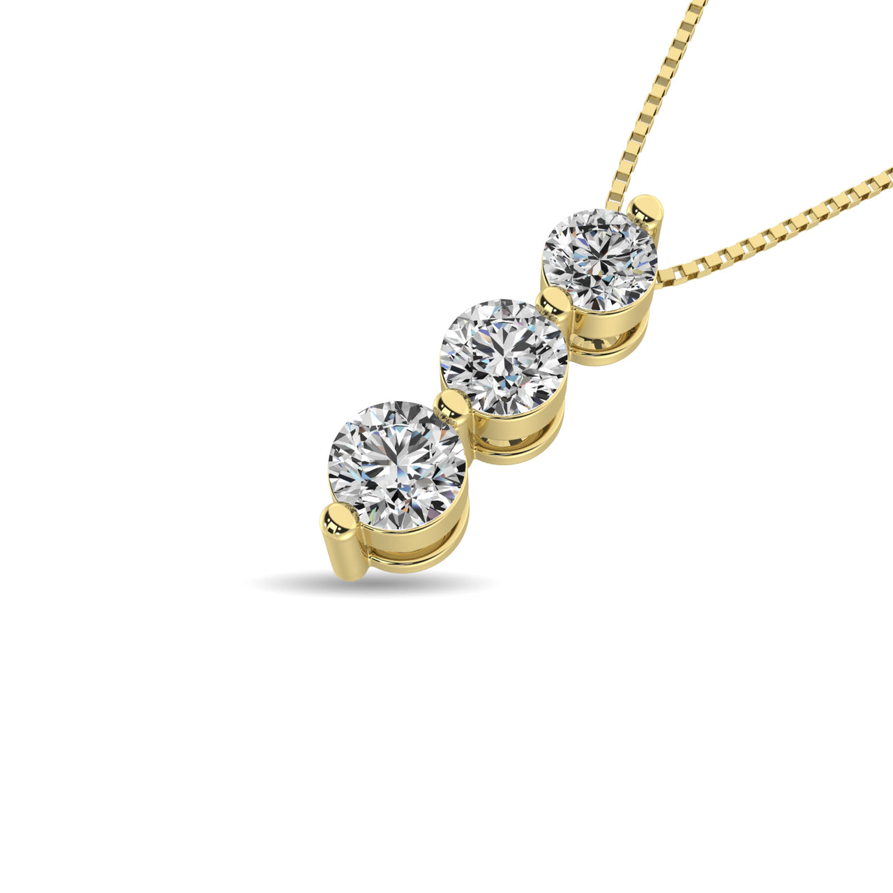 Diamond 3/4 Ct.Tw. Trilogy Pendant in 14K Yellow Gold
