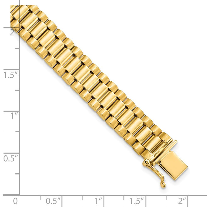 14K Men's Satin and Polished 8in Link Bracelet