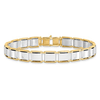 Thumbnail for 14k Mens Two-tone Brushed and Polished 8.25in Link Bracelet