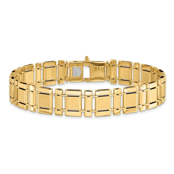 14k Men's Brushed and Polished Link 8.5in Bracelet