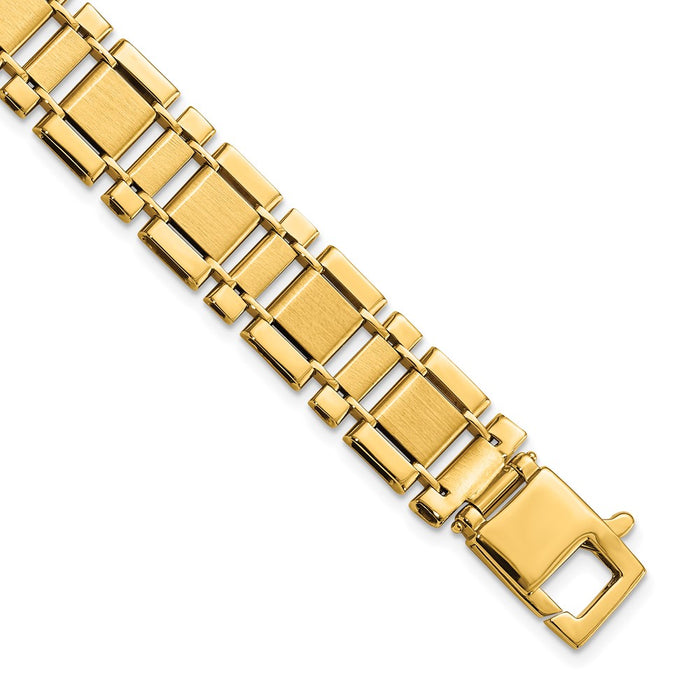 14k Men's Brushed and Polished Link 8.5in Bracelet