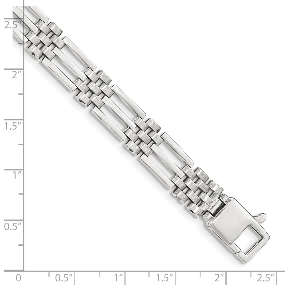 14k White Gold Brushed and Polished Link 8.5in Bracelet