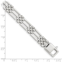 Thumbnail for 14k White Gold Brushed and Polished Link 8.5in Bracelet