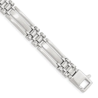 Thumbnail for 14k Men's White Gold Brushed and Polished Link 8.5in Bracelet
