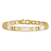 Thumbnail for 14k Two-tone Polished and Satin 8.5in Mens Link Bracelet