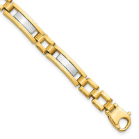 Thumbnail for 14k Two-tone Polished and Satin 8.5in Mens Link Bracelet
