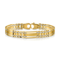 Thumbnail for 14k Two Tone Polished and Satin 8.5in Mens Link Bracelet