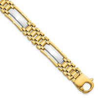 Thumbnail for 14k Mens Two-tone Polished and Satin 8.75in Mens Link Bracelet