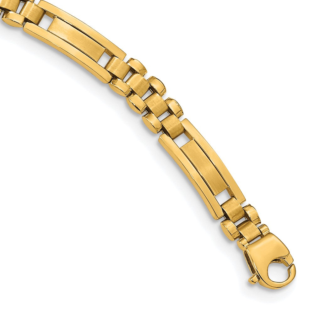 14k Satin and Polished Men's Link Bracelet