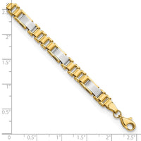 Thumbnail for 14k Two-tone Brushed and Polished Fancy Link 8in Bracelet