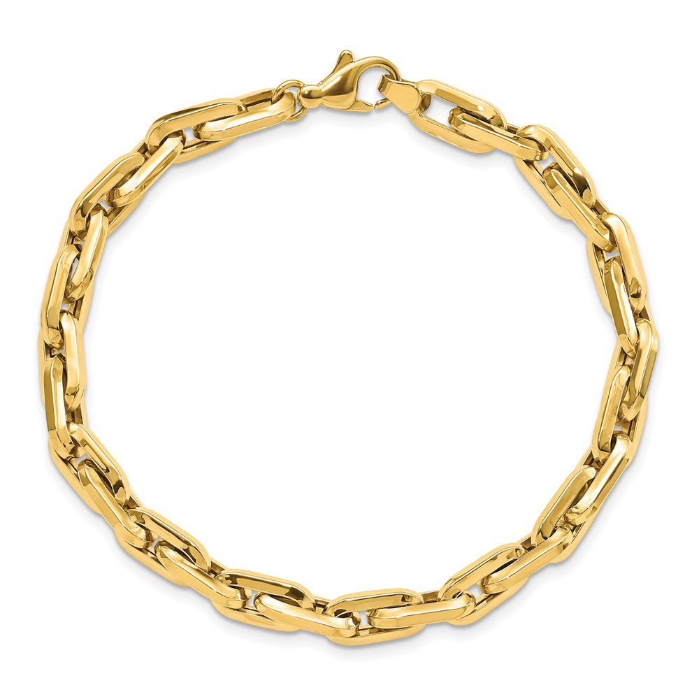 14K Polished Fancy Long Cable Link Mens 8.25in Bracelet
