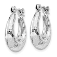 Thumbnail for 14k White Gold Hammered Hoop Earrings