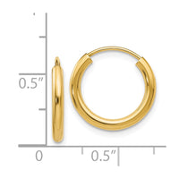 Thumbnail for 14k Polished Round Endless 2mm Hoop Earrings