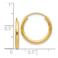 Thumbnail for 14k Polished Round Endless 2mm Hoop Earrings