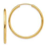 Thumbnail for 14k Polished Round Endless 2mm Hoop Earrings
