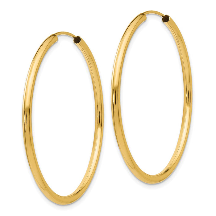 14k Polished Round Endless 2mm Hoop Earrings