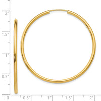 Thumbnail for 14k Polished Round Endless 2mm Hoop Earrings