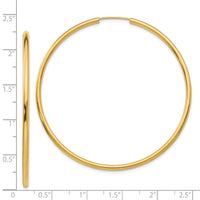 Thumbnail for 14k Polished Round Endless 2mm Hoop Earrings