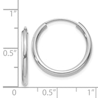 Thumbnail for 14k White Gold Polished Endless 2mm Hoop Earrings
