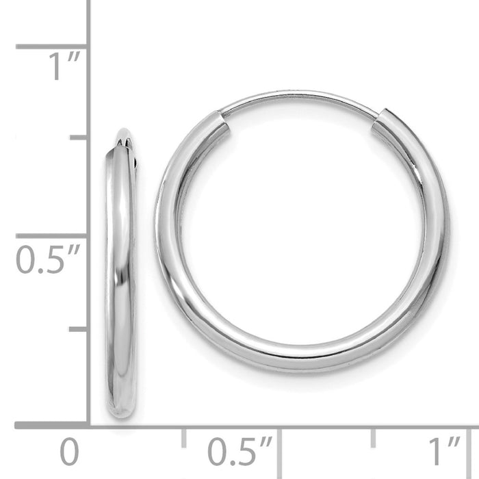 14k White Gold Polished Endless 2mm Hoop Earrings