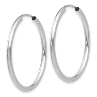 Thumbnail for 14k White Gold Polished Endless 2mm Hoop Earrings