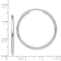 Thumbnail for 14k White Gold Polished Endless 2mm Hoop Earrings