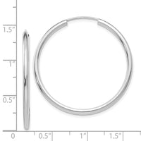 Thumbnail for 14k White Gold Polished Endless 2mm Hoop Earrings
