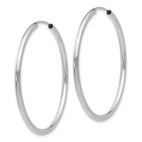 Thumbnail for 14k White Gold Polished Endless 2mm Hoop Earrings