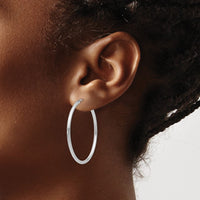 Thumbnail for 14k White Gold Polished Endless 2mm Hoop Earrings