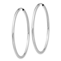 Thumbnail for 14k White Gold Polished Endless 2mm Hoop Earrings
