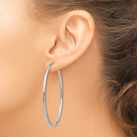 Thumbnail for 14k White Gold Polished Endless 2mm Hoop Earrings