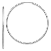 Thumbnail for 14k White Gold Polished Endless 2mm Hoop Earrings