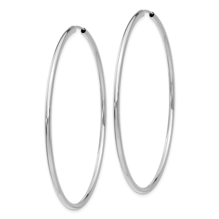 14k White Gold Polished Endless 2mm Hoop Earrings