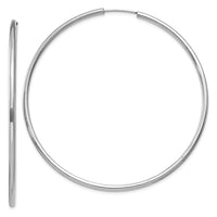 Thumbnail for 14k White Gold Polished Endless 2mm Hoop Earrings