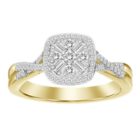 Thumbnail for LADIES RING 1/4 CT ROUND/BAGUETTE DIAMOND 10K YELLOW GOLD