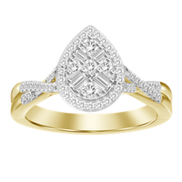 Thumbnail for LADIES RING 1/4 CT ROUND/BAGUETTE DIAMOND 10K YELLOW GOLD