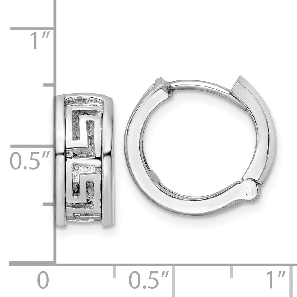 14k White Gold Cut-Out Greek Key Design Earrings