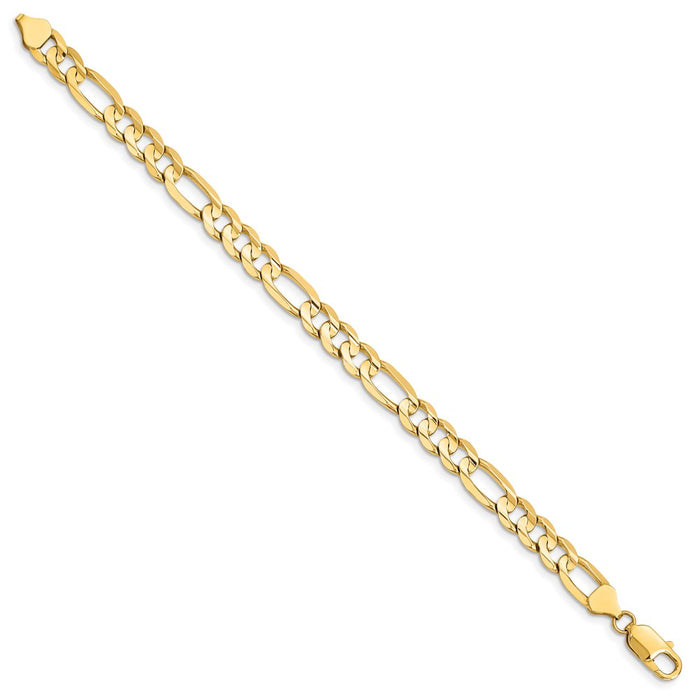 14k 7.5mm Concave Open Figaro Chain