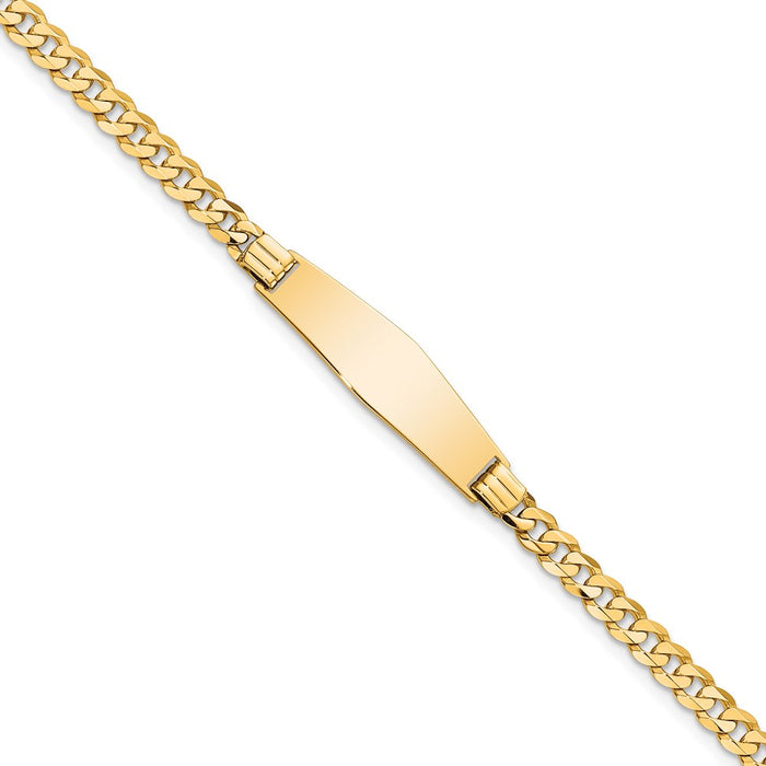 14K Soft Diamond Shape Curb Link ID Bracelet