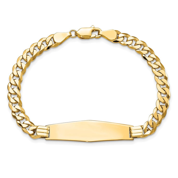 14K Curb Link Soft Diamond Shape ID Bracelet