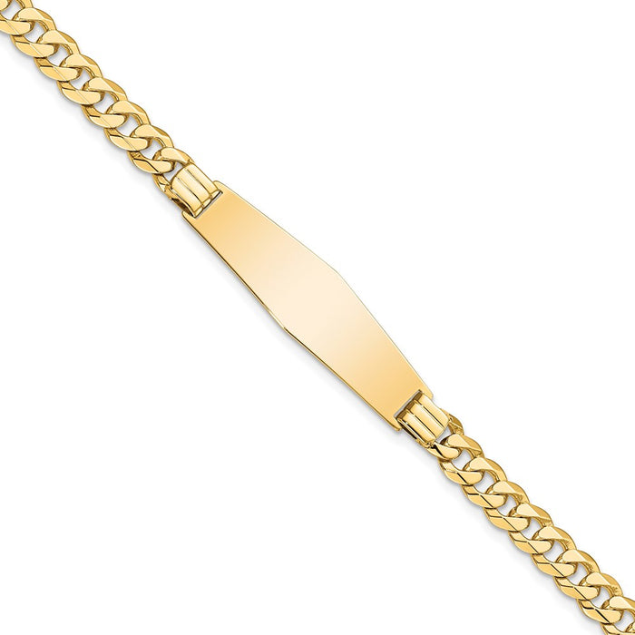 14K Curb Link Soft Diamond Shape ID Bracelet