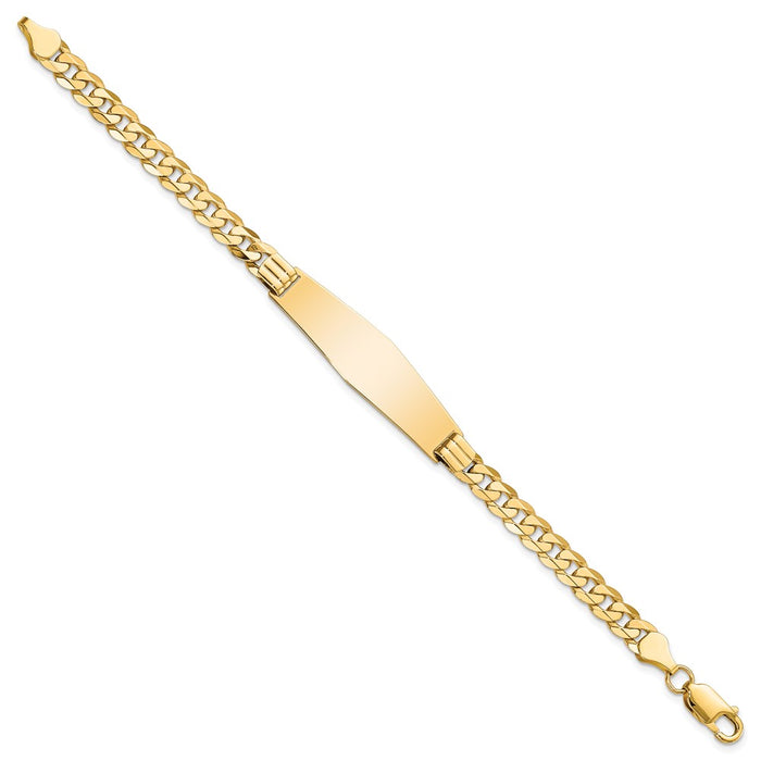 14K Curb Link Soft Diamond Shape ID Bracelet