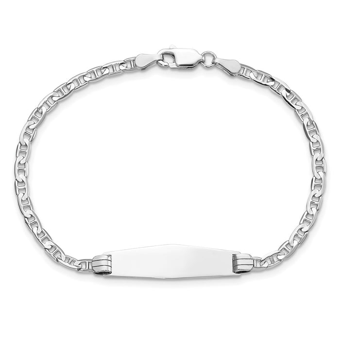 14K WG Soft Diamond Shape Anchor Link ID Bracelet