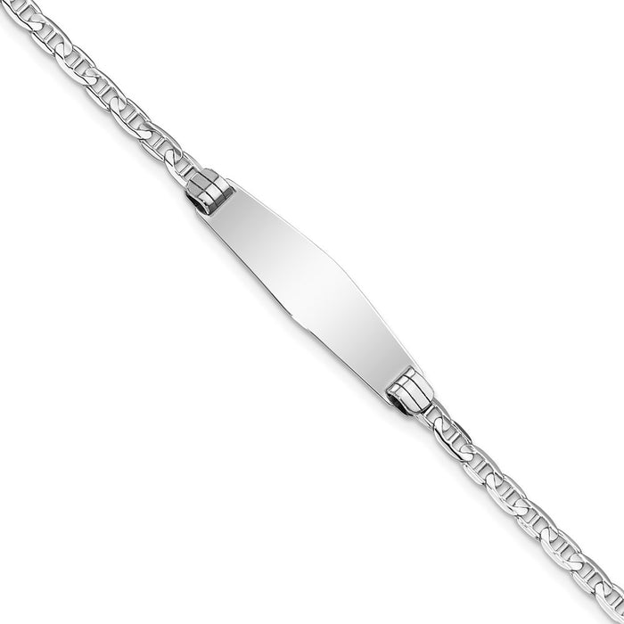 14K WG Soft Diamond Shape Anchor Link ID Bracelet