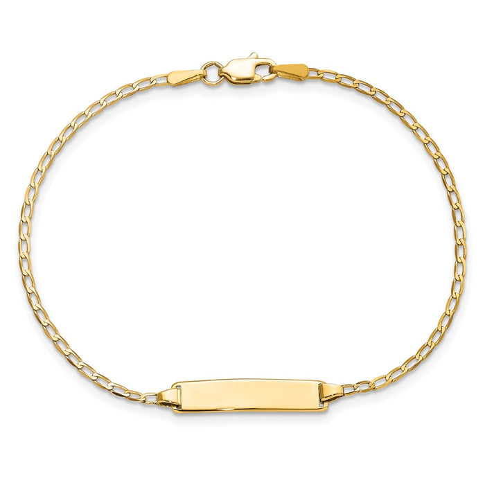 14k Flat Curb Link ID Bracelet