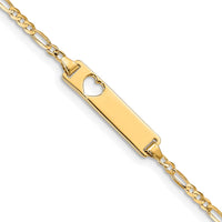 Thumbnail for 14k Cut-out Heart Figaro Link ID Bracelet