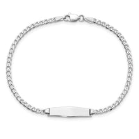 Thumbnail for 14k WG Soft Diamond Shape Flat Curb Link ID Bracelet