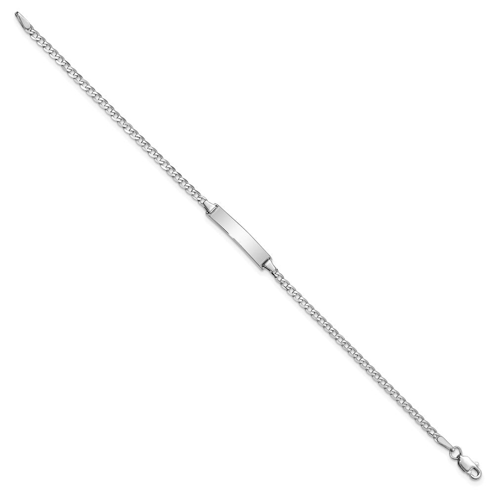 14k WG Soft Diamond Shape Flat Curb Link ID Bracelet