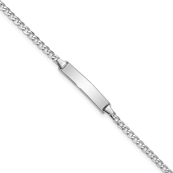 14k WG Soft Diamond Shape Flat Curb Link ID Bracelet